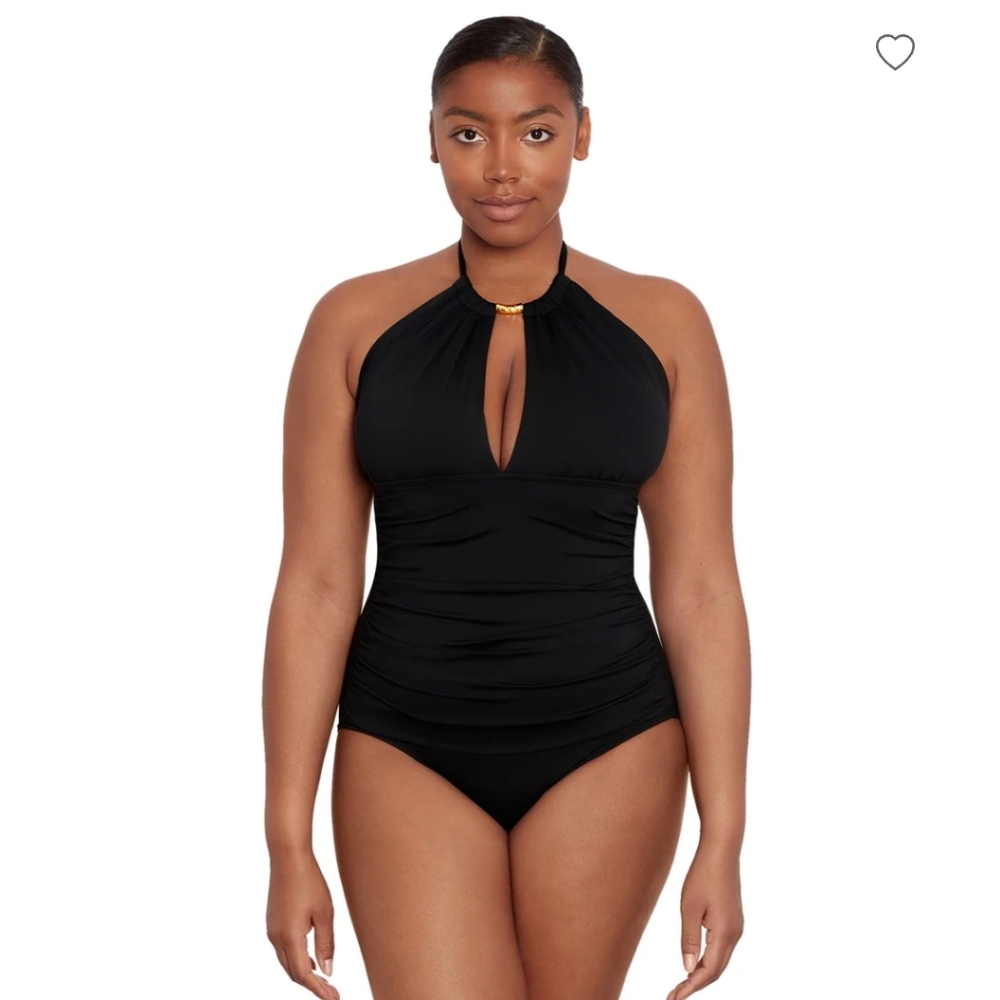 Lauren Ralph Lauren Beach Club Solids High Neck One Piece Swimsuit Sz 22W Plus